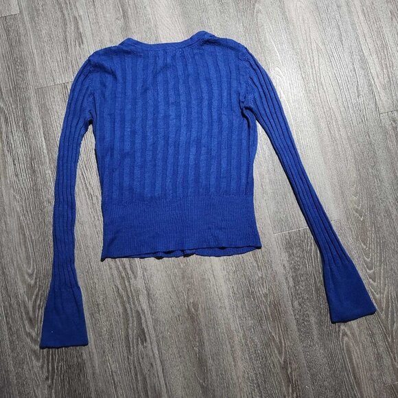 Vintage royal blue ribbed cardigan ✦ y2k classic button up cardigan ✦ - Picture 6 of 13